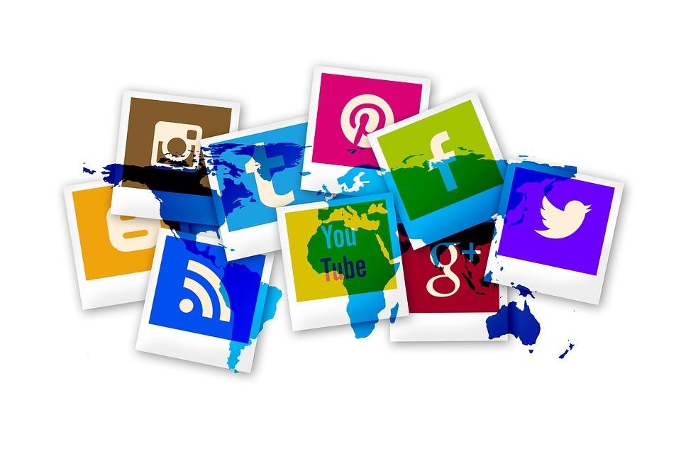 social media icons on a globe