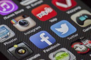 social media icons on phone screen