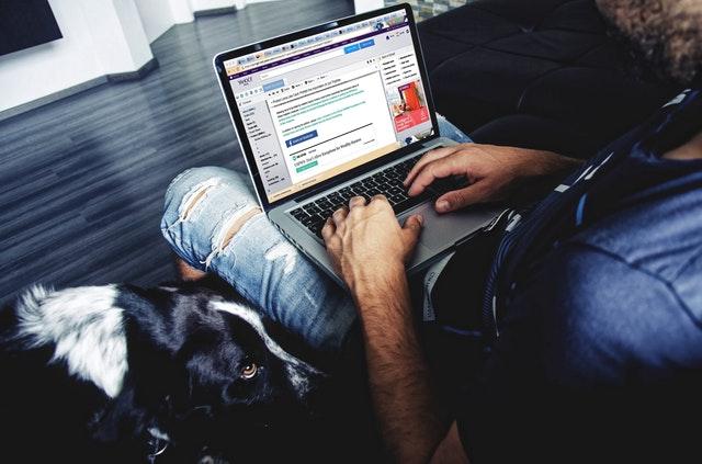 man opening email