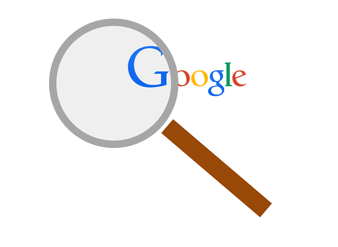 Google logo and magnifying glass