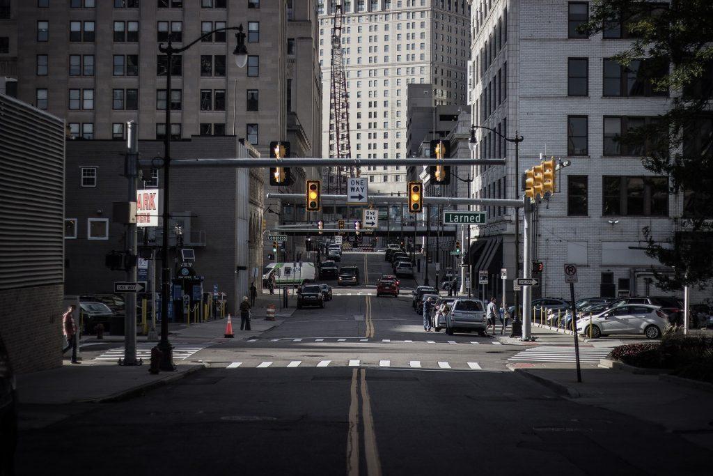 Street view of downtown Detroit